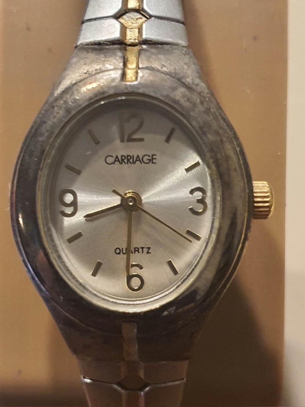 🦋10/$20🦋 Vtg Carriage Silver/Goldtone Stainless Steel Women's Watch